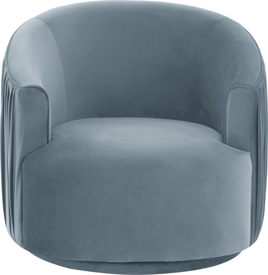 Tov Furniture Accent Chairs - London Blue Pleated Swivel Chair