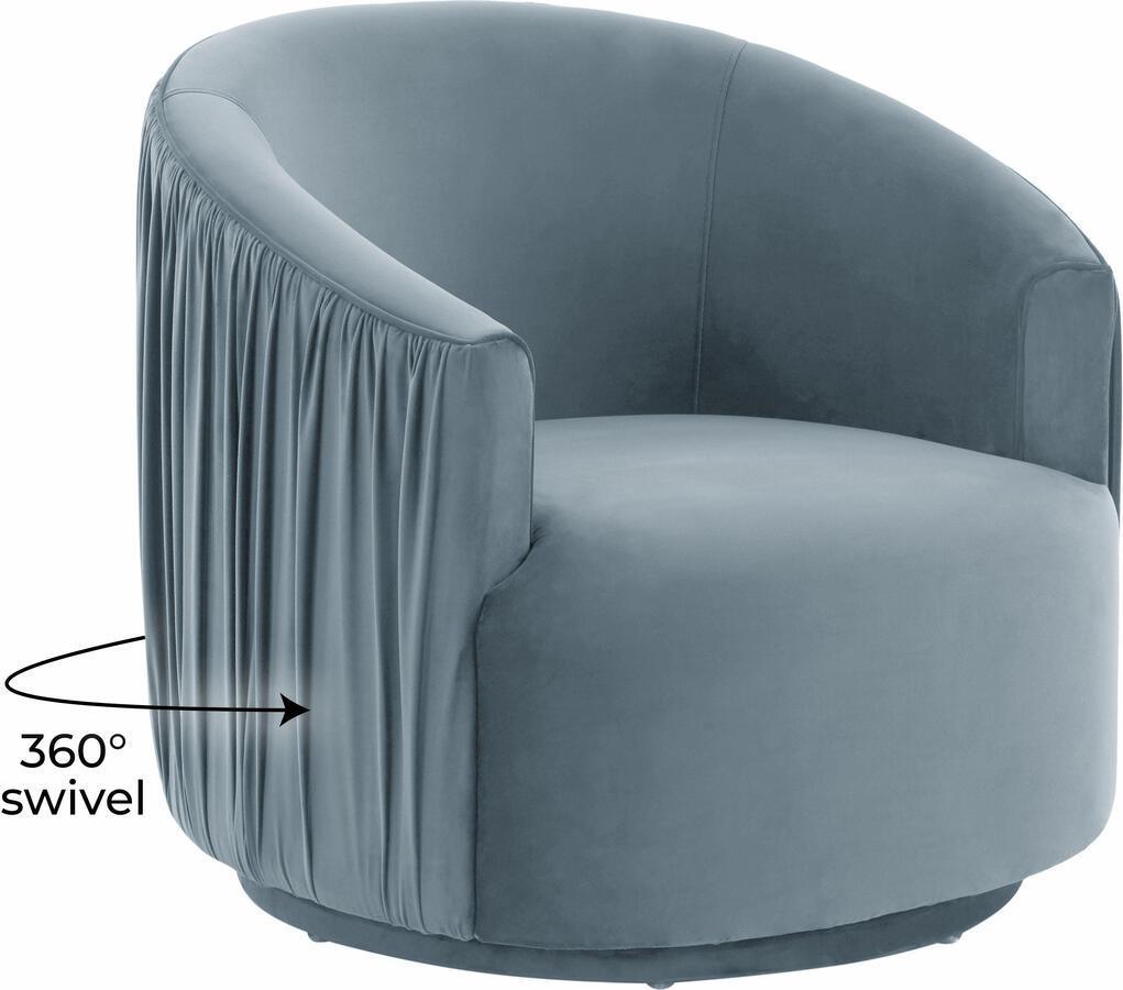 Tov Furniture Accent Chairs - London Blue Pleated Swivel Chair