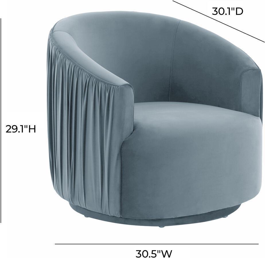 Tov Furniture Accent Chairs - London Blue Pleated Swivel Chair
