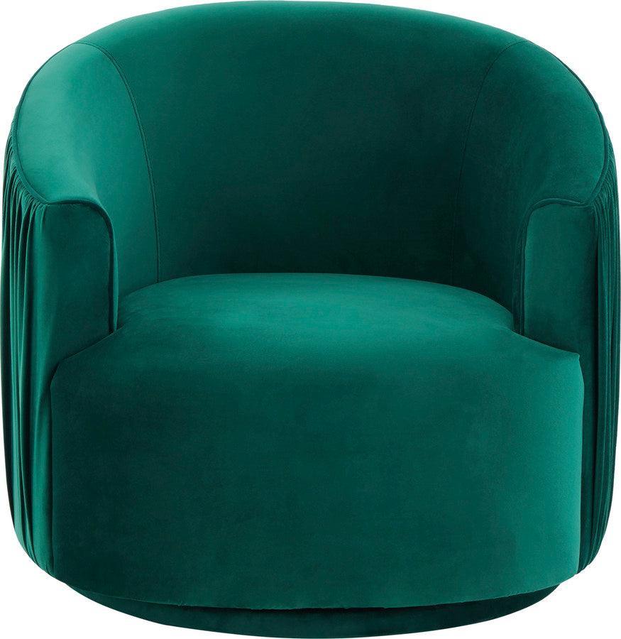 Tov Furniture Accent Chairs - London Forest Green Pleated Swivel Chair Forest Green