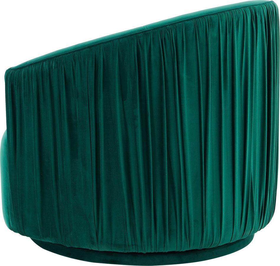 Tov Furniture Accent Chairs - London Forest Green Pleated Swivel Chair Forest Green