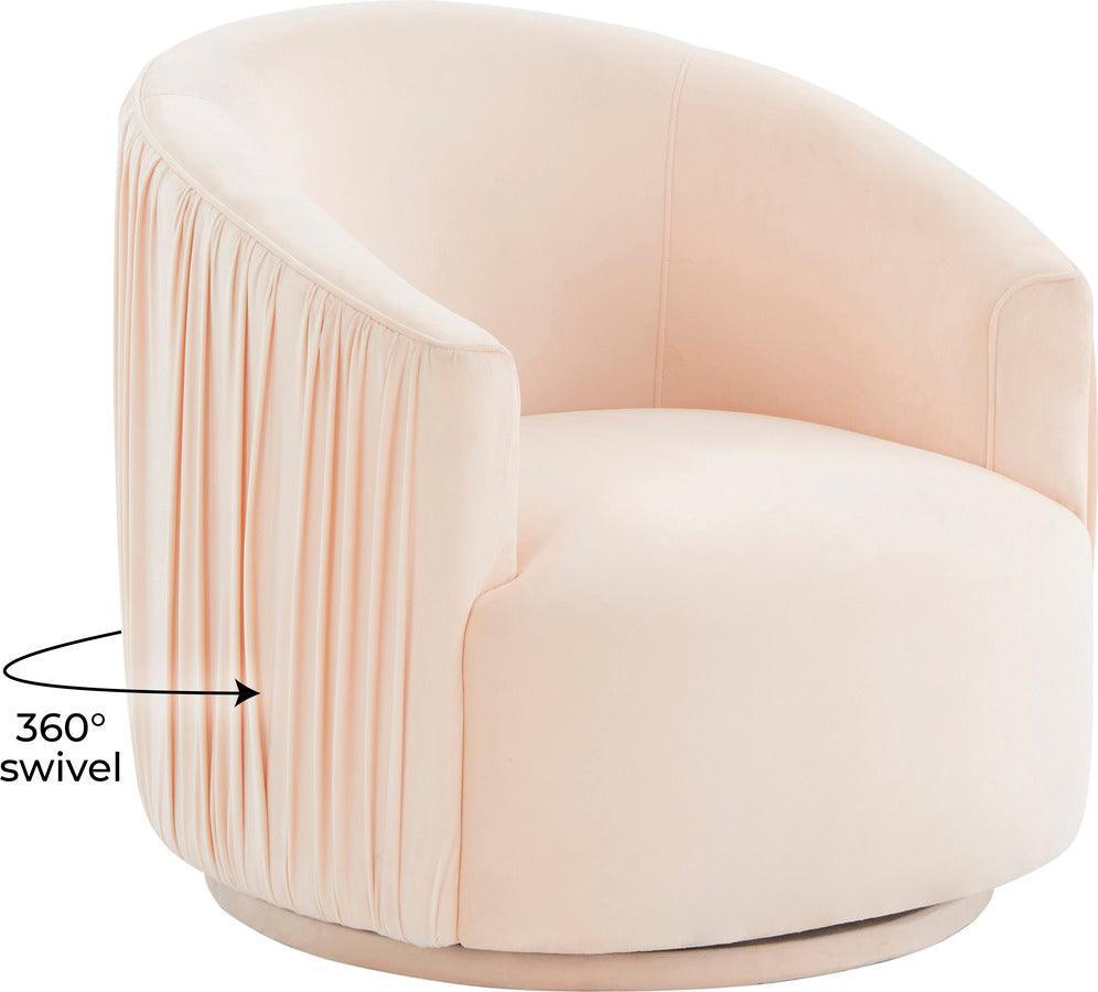Tov Furniture Accent Chairs - London Peche Pleated Swivel Chair Peche