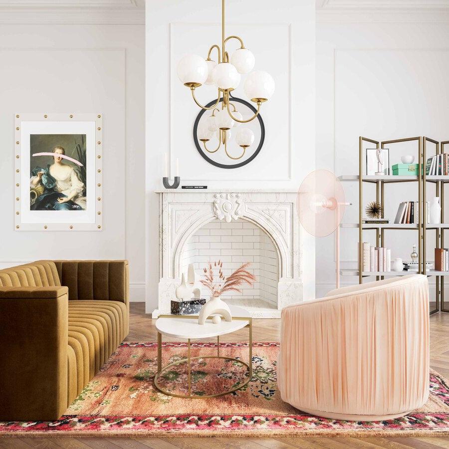Tov Furniture Accent Chairs - London Peche Pleated Swivel Chair Peche