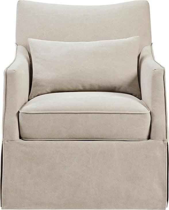 Olliix.com Accent Chairs - London Skirted Swivel Chair Beige