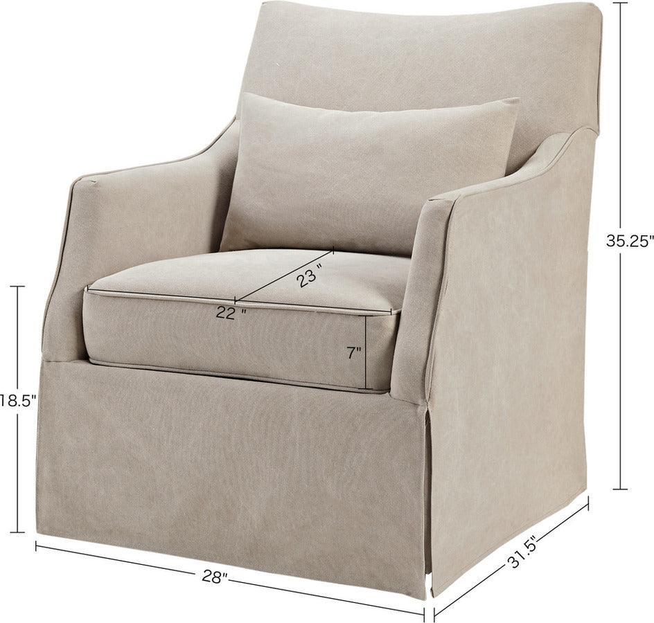 Olliix.com Accent Chairs - London Skirted Swivel Chair Beige