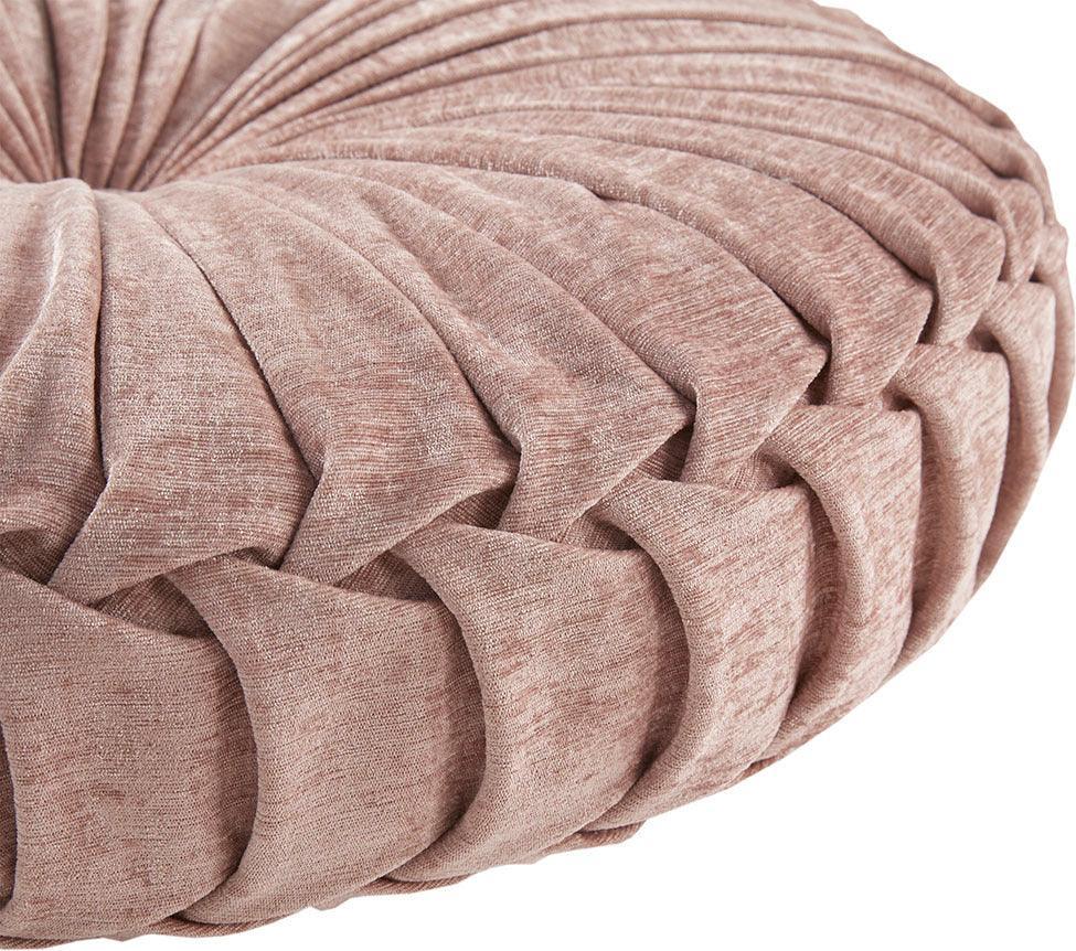 Olliix.com Pillows & Throws - Loretta Casual Poly Chenille Round Floor Pillow Cushion Dia 22" + 6" Blush