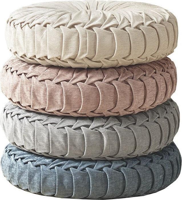 Olliix.com Pillows & Throws - Loretta Casual Poly Chenille Round Floor Pillow Cushion Dia 22" + 6" Gray