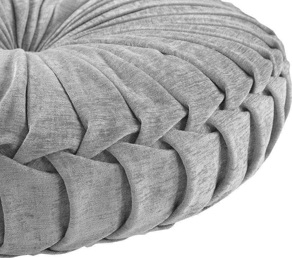 Olliix.com Pillows & Throws - Loretta Casual Poly Chenille Round Floor Pillow Cushion Dia 22" + 6" Gray