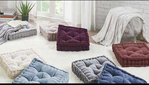 Olliix.com Pillows & Throws - Loretta Casual Poly Chenille Round Floor Pillow Cushion Dia 22" + 6" Gray