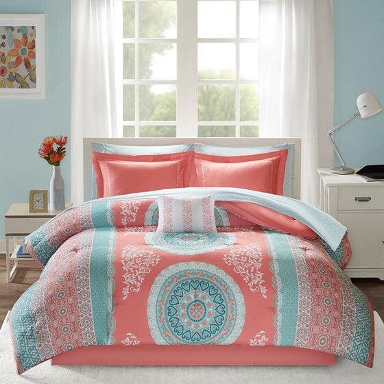 Olliix.com Bedding - Loretta Comforter Queen Coral