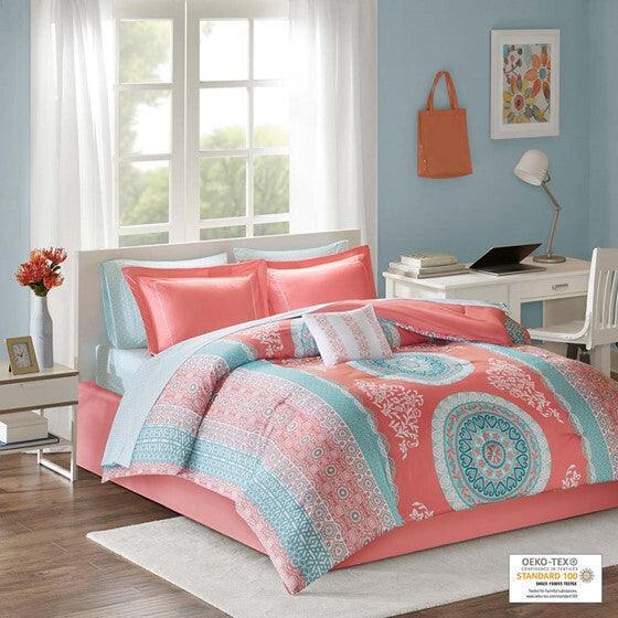 Olliix.com Bedding - Loretta Comforter Twin Coral