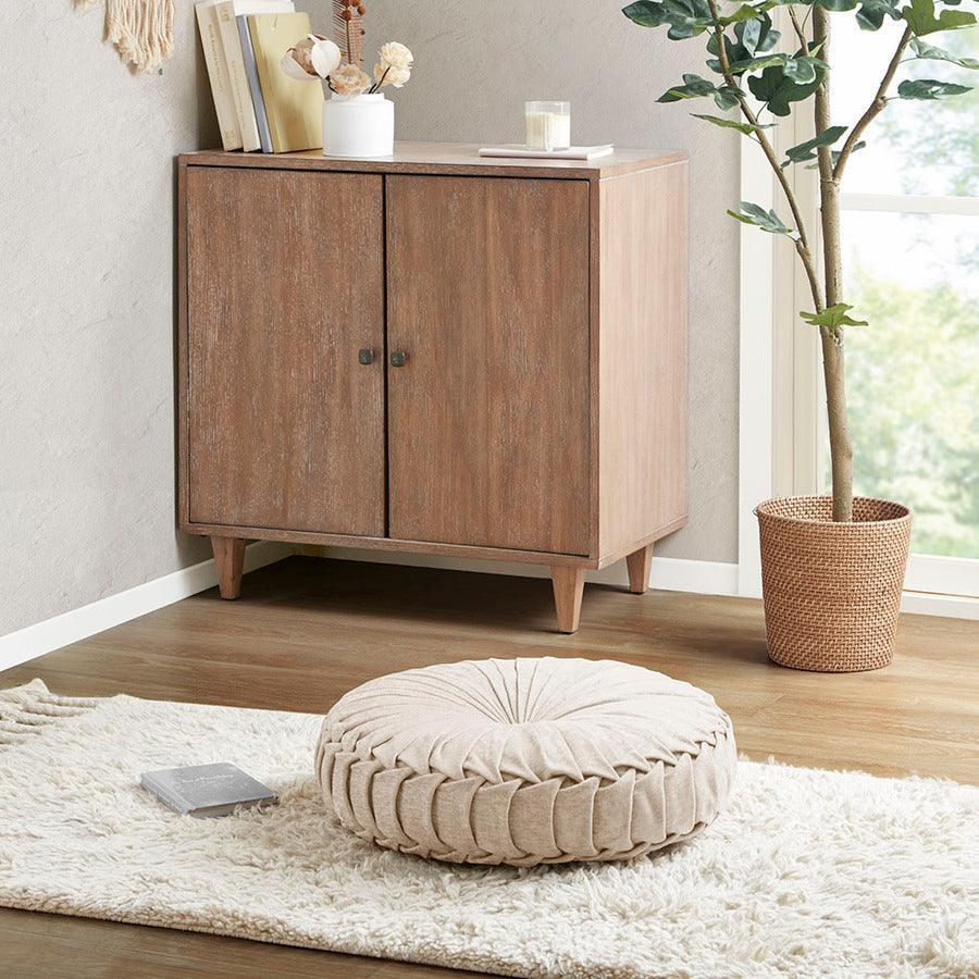 Olliix.com Pillows & Throws - Loretta Poly Chenille Round Floor Pillow Cushion Ivory