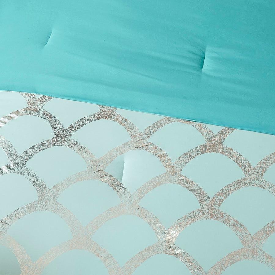 Olliix.com Comforters & Blankets - Lorna 20 " D Comforter and Sheet Set Aqua Queen