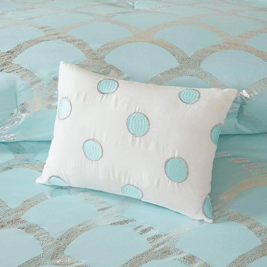Olliix.com Comforters & Blankets - Lorna Comforter and Sheet Set Aqua Twin/Twin XL