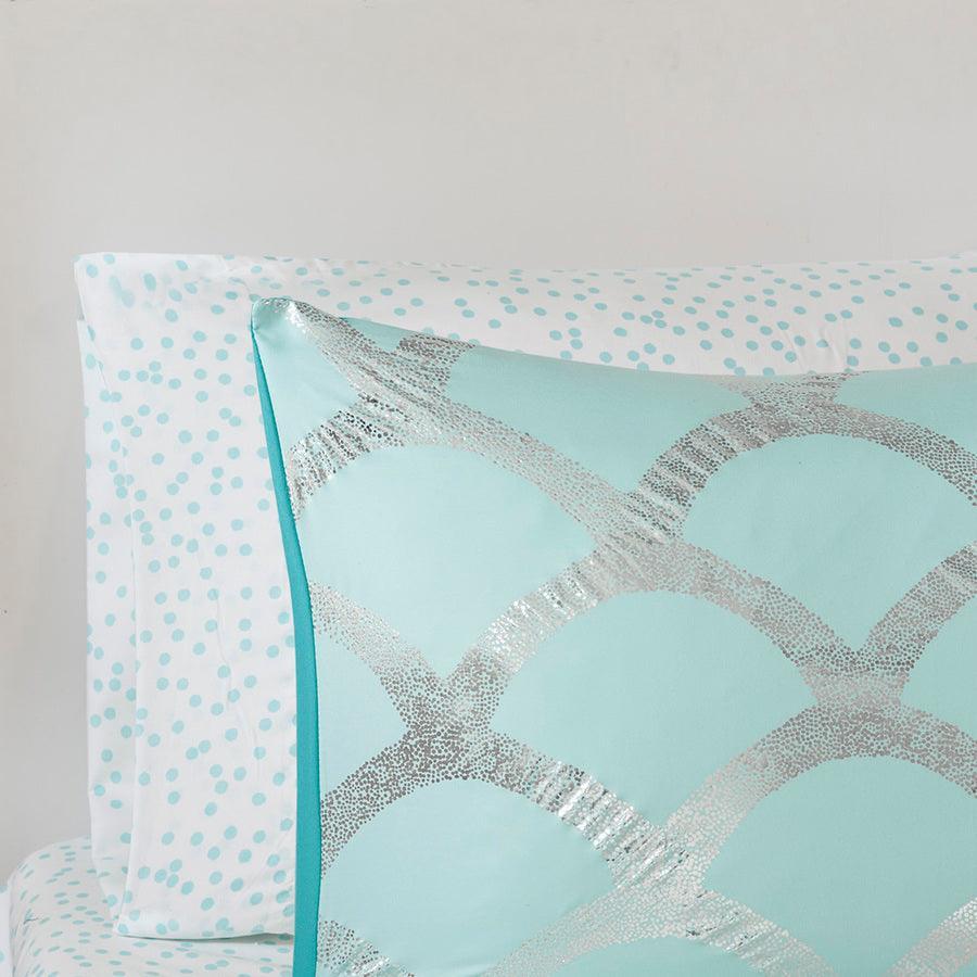 Olliix.com Comforters & Blankets - Lorna Comforter and Sheet Set Aqua Twin/Twin XL