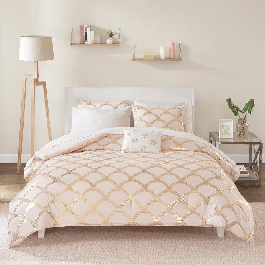 Olliix.com Comforters & Blankets - Lorna Comforter and Sheet Set Blush Queen