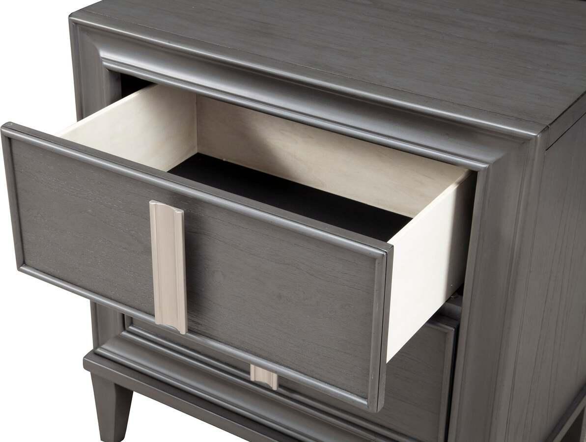 Alpine Furniture Nightstands & Side Tables - Lorraine 2 Drawer Nightstand Dark Gray