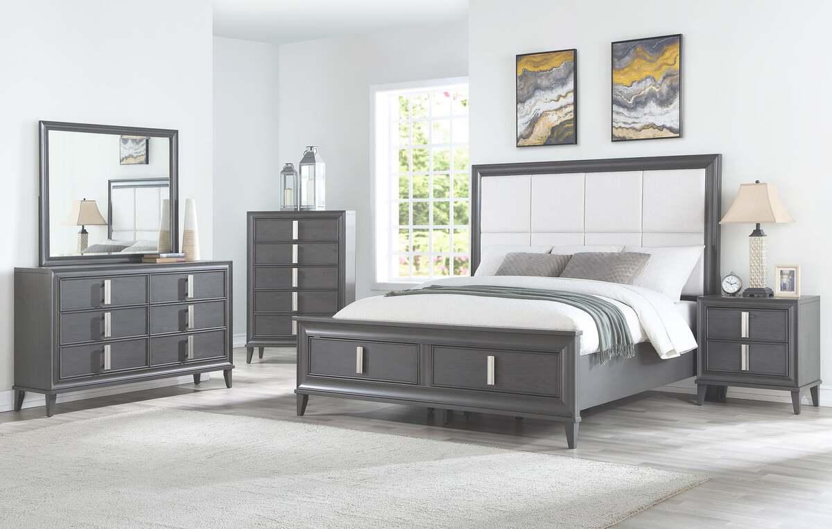 Alpine Furniture Nightstands & Side Tables - Lorraine 2 Drawer Nightstand Dark Gray