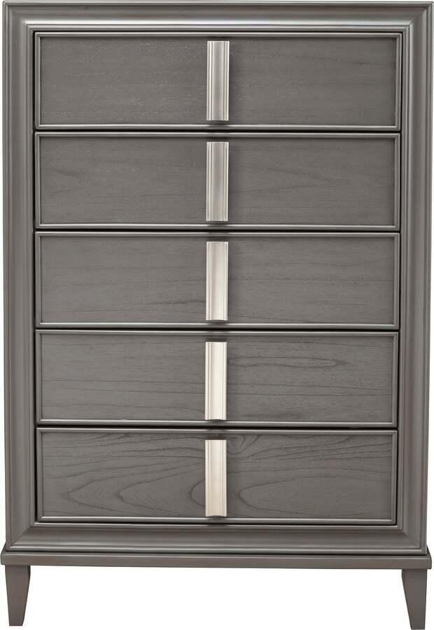 Alpine Furniture Dressers - Lorraine 5 Drawer Chest Dark Gray