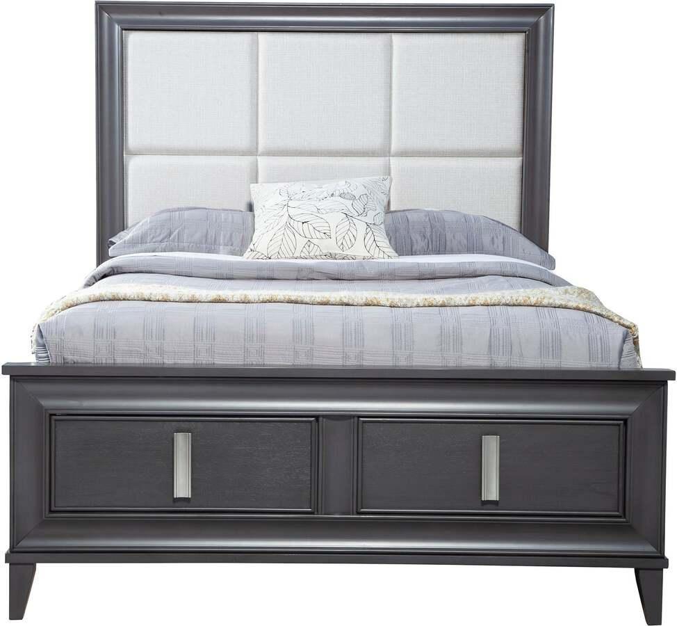 Alpine Furniture Beds - Lorraine California King Storage Footboard Platform Bed Dark Gray