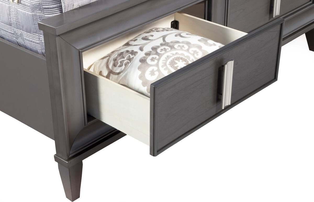 Alpine Furniture Beds - Lorraine California King Storage Footboard Platform Bed Dark Gray