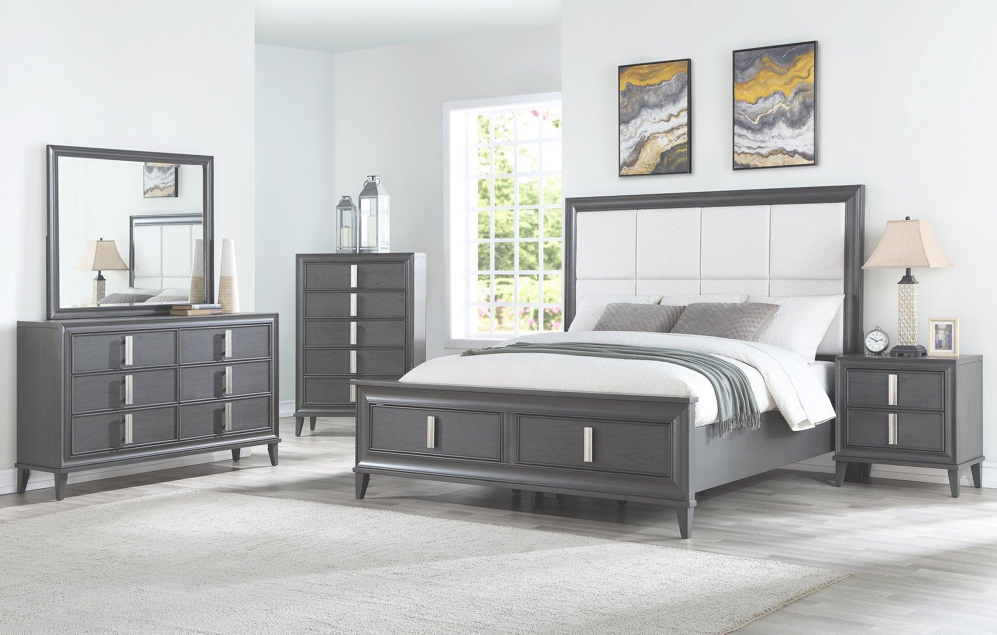 Alpine Furniture Beds - Lorraine Queen Bed Dark Gray