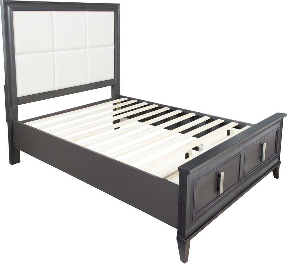 Alpine Furniture Beds - Lorraine Standard King Storage Footboard Platform Bed Dark Gray