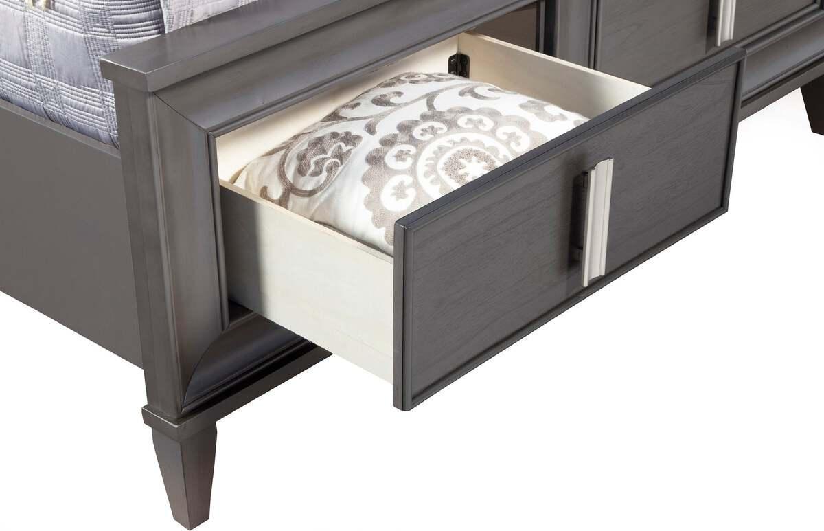 Alpine Furniture Beds - Lorraine Standard King Storage Footboard Platform Bed Dark Gray