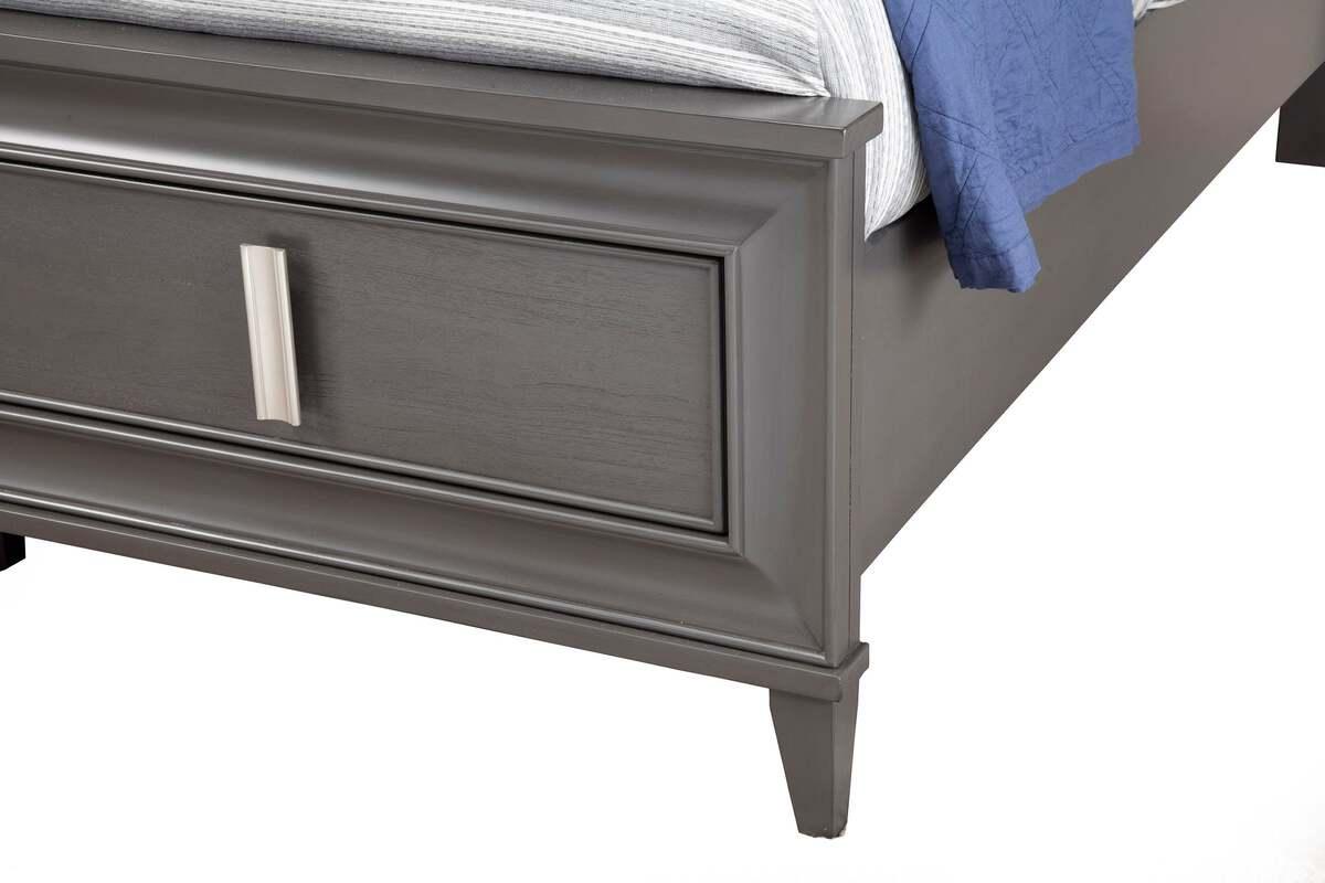 Alpine Furniture Beds - Lorraine Standard King Storage Footboard Platform Bed Dark Gray