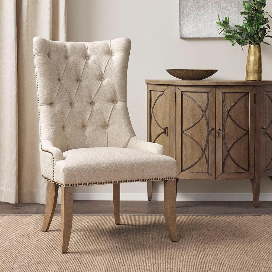 Olliix.com Accent Chairs - Lucas Button Tufted Captain Accent Chair Cream