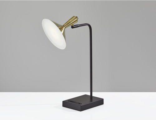 Adesso Desk Lamps - Lucas LED Desk Lamp Black & Antique Brass