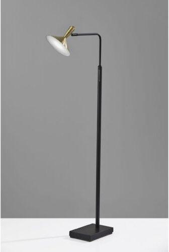 Adesso Floor Lamps - Lucas LED Floor Lamp Black & Antique Brass