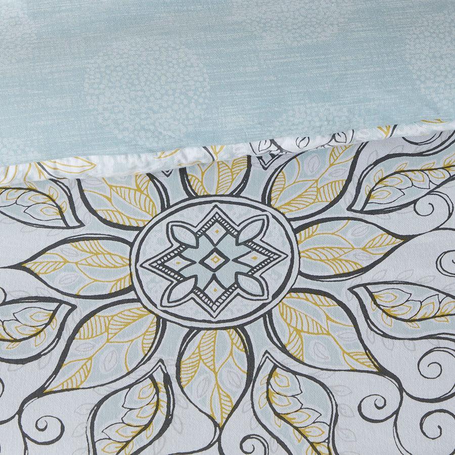 Olliix.com Comforters & Blankets - Lucinda Modern 7 Piece Reversible Cotton Sateen Comforter Set Seafoam Cal King