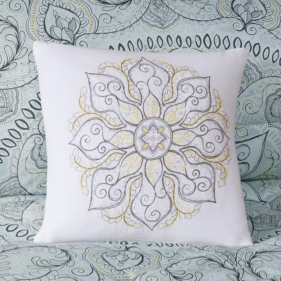 Olliix.com Comforters & Blankets - Lucinda Modern 7 Piece Reversible Cotton Sateen Comforter Set Seafoam Cal King
