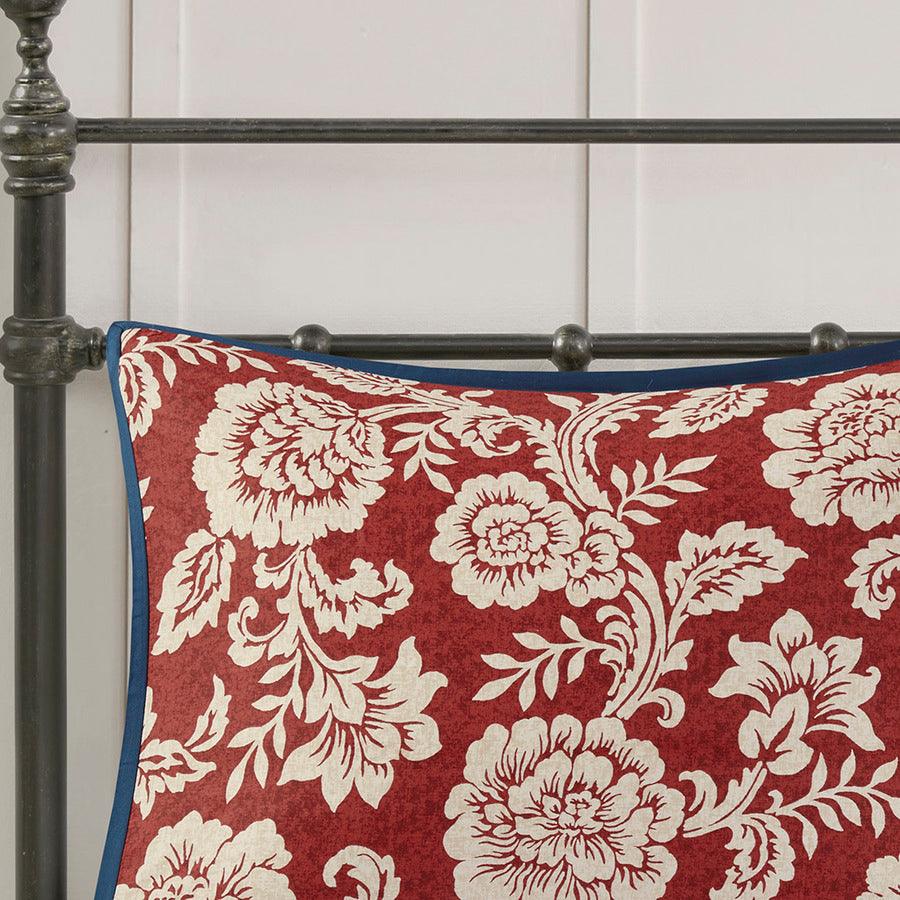 Olliix.com Duvet & Duvet Sets - Lucy Cottage/Country 9 Piece Cotton Twill Reversible Duvet Set Cal King Red
