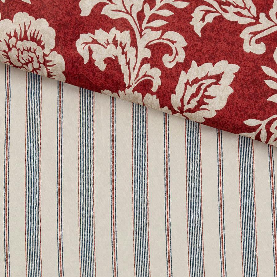 Olliix.com Duvet & Duvet Sets - Lucy Cottage/Country 9 Piece Cotton Twill Reversible Duvet Set Cal King Red
