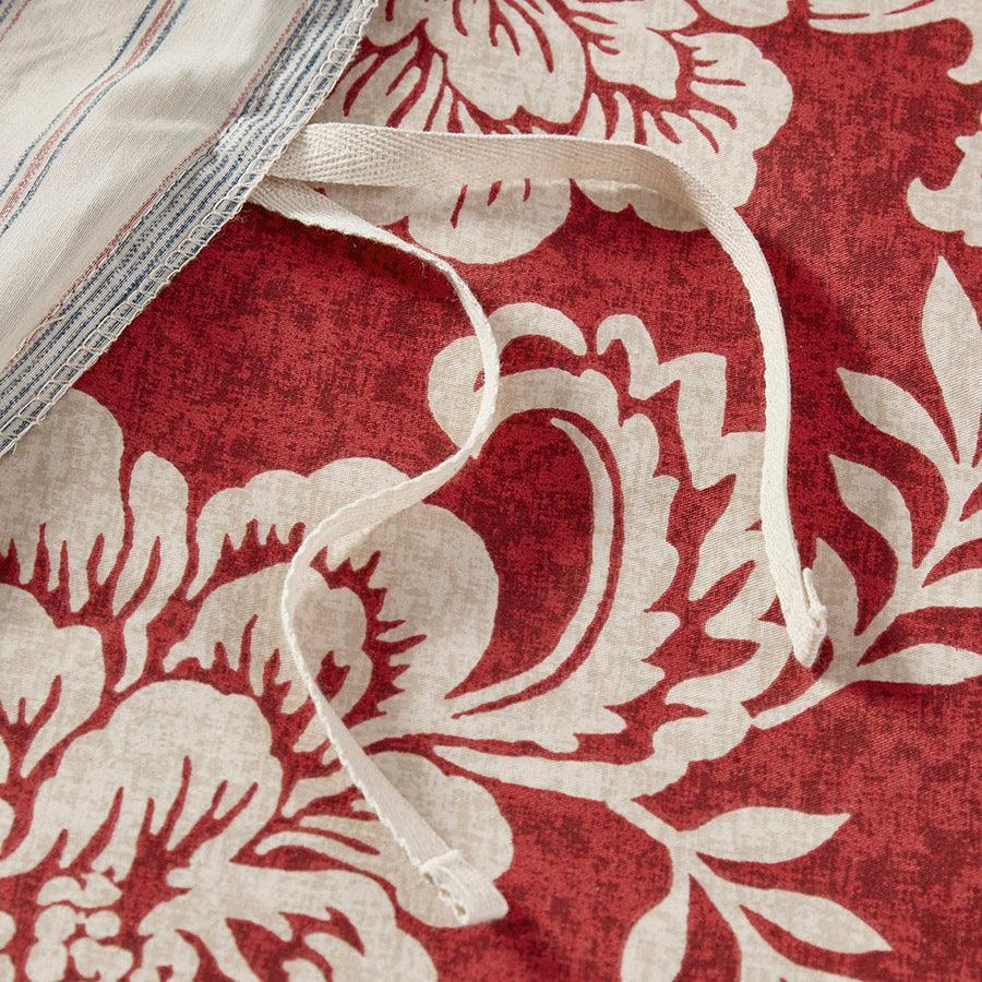 Olliix.com Duvet & Duvet Sets - Lucy Cottage/Country 9 Piece Cotton Twill Reversible Duvet Set Cal King Red