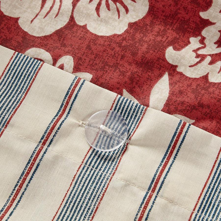 Olliix.com Duvet & Duvet Sets - Lucy Cottage/Country 9 Piece Cotton Twill Reversible Duvet Set Cal King Red