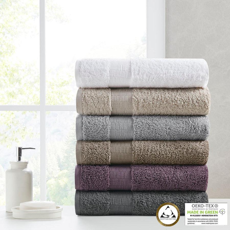 Olliix.com Bath Towels - Luxor 100% Egyptian Cotton 6 Piece Towel Set Grey