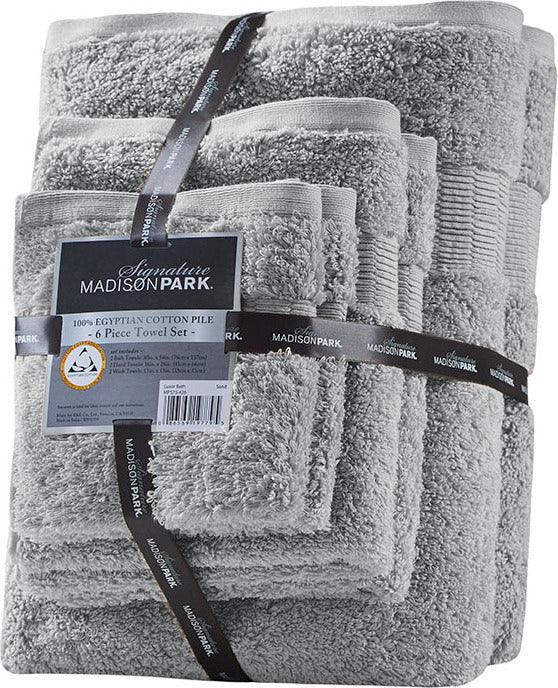 Olliix.com Bath Towels - Luxor 100% Egyptian Cotton 6 Piece Towel Set Grey