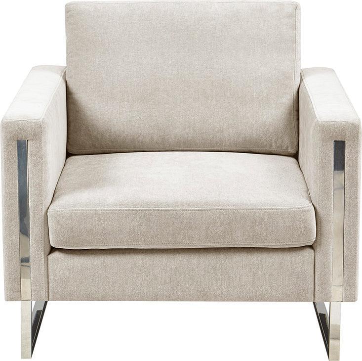 Olliix.com Accent Chairs - Madden Upholstered Metal Base Accent Lounge Chair Chrome