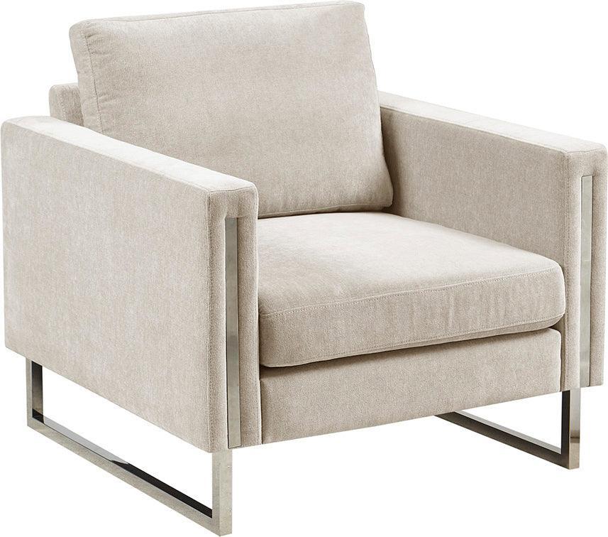 Olliix.com Accent Chairs - Madden Upholstered Metal Base Accent Lounge Chair Chrome
