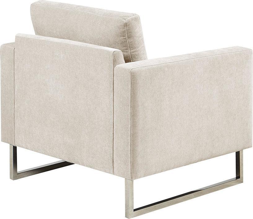 Olliix.com Accent Chairs - Madden Upholstered Metal Base Accent Lounge Chair Chrome
