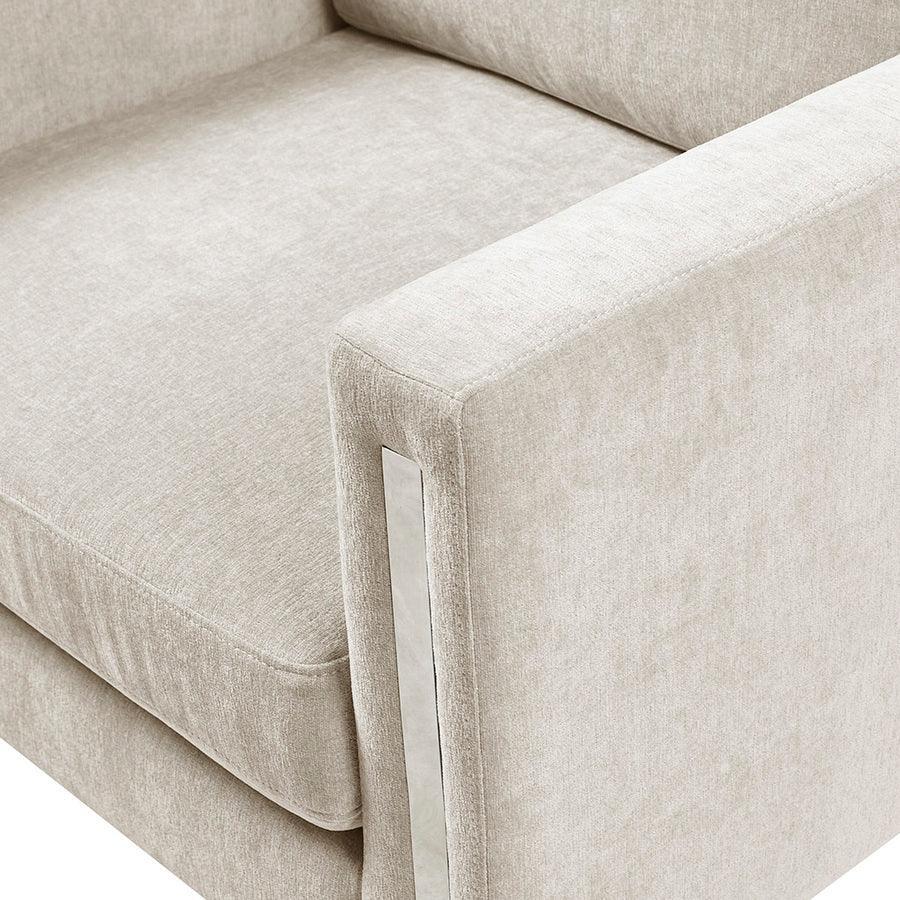 Olliix.com Accent Chairs - Madden Upholstered Metal Base Accent Lounge Chair Chrome