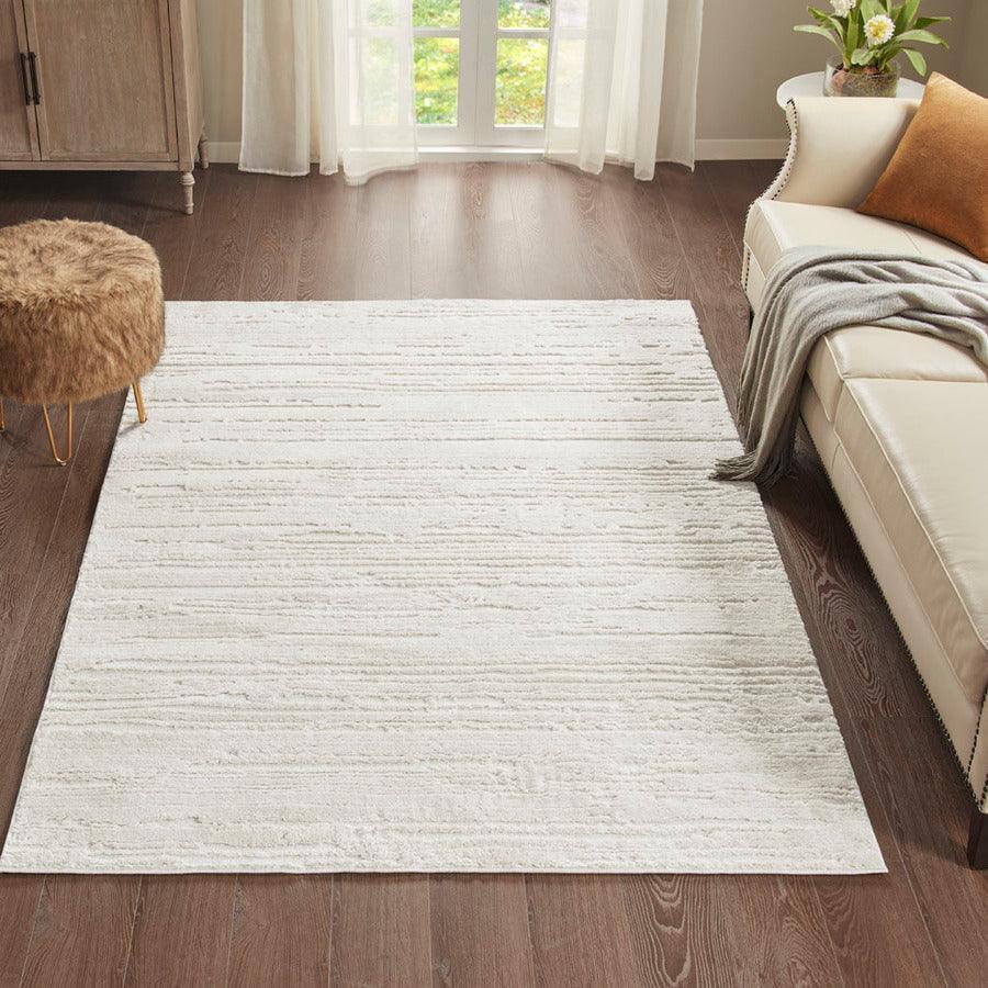 Olliix.com Indoor Rugs - Madis Modern Terni Textured Indoor Area Rug 8x10ft Cream