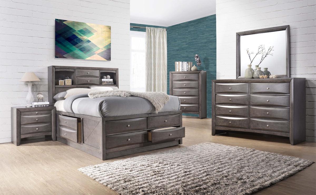 Elements Bedroom Sets - Madison Full Storage 3PC Bedroom Set Gray