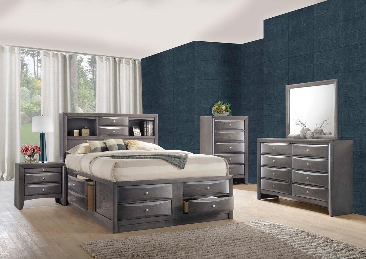 Elements Bedroom Sets - Madison King Storage 3PC Bedroom Set Gray