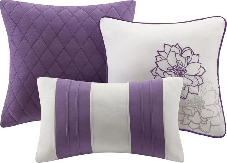 Olliix.com Comforters & Blankets - Madison Park 100% Cotton Sateen Printed Comforter 7pcs Set Purple