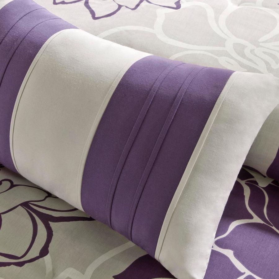 Olliix.com Comforters & Blankets - Madison Park 100% Cotton Sateen Printed Comforter 7pcs Set Purple