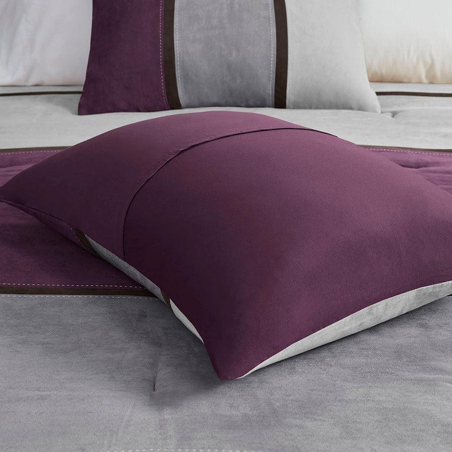 Olliix.com Comforters & Blankets - Madison Park 100% Polyester Faux Suede 7pcs Comforter Set Purple